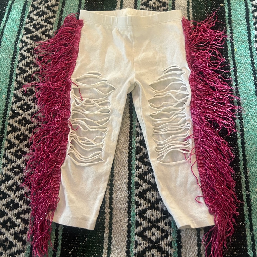 The Children’s place custom destructed fringe leggings